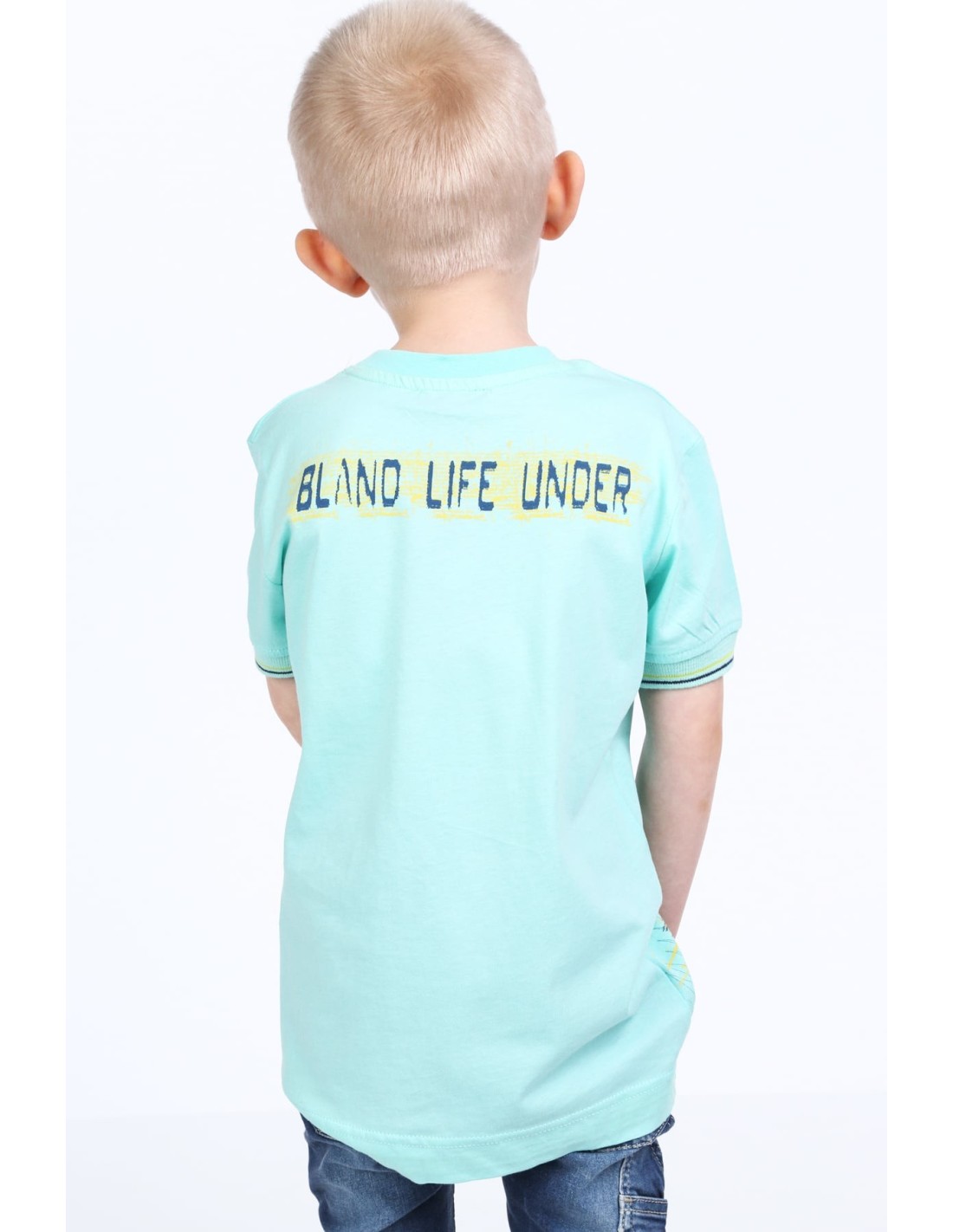 Mintfarbenes Jungen-T-Shirt mit Aufschrift NDZ7337 – Online-Shop – Boutique